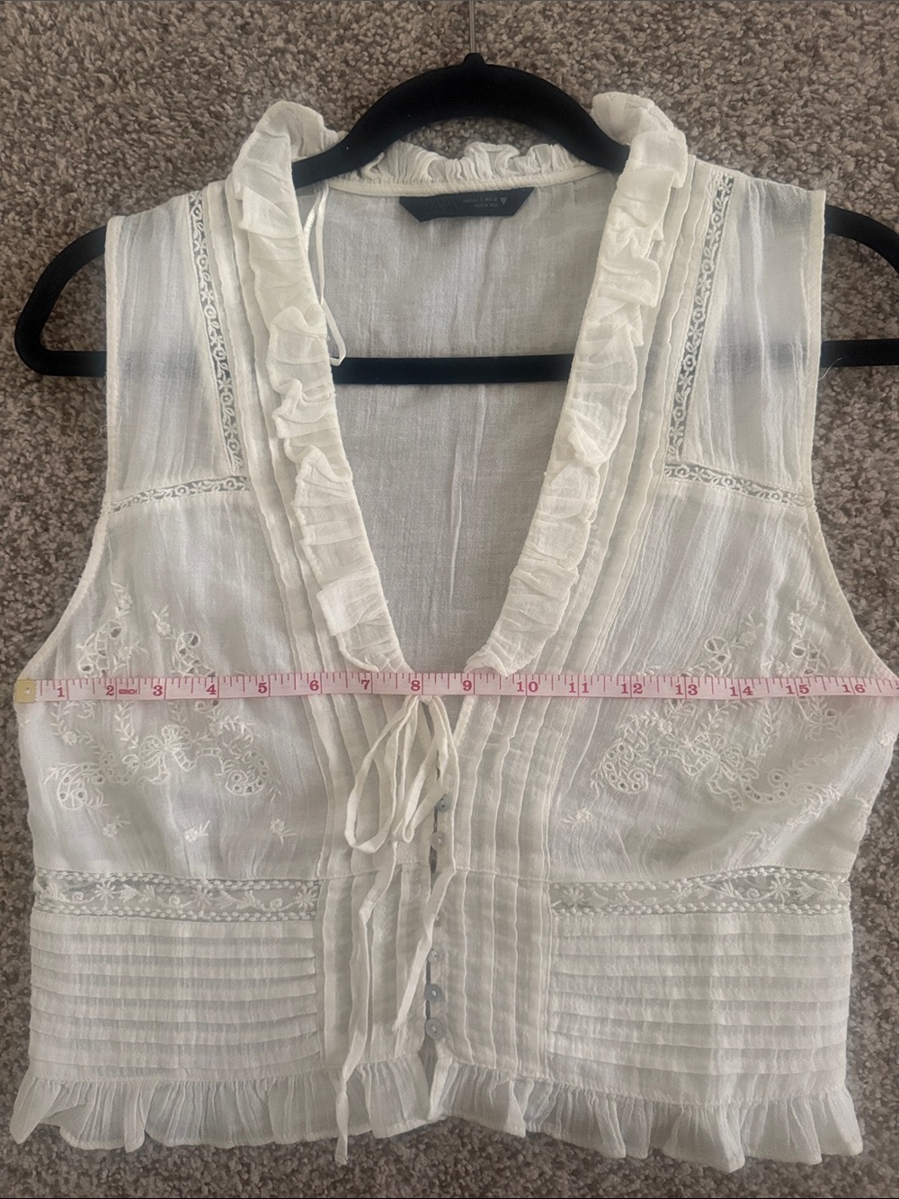 Zara White Eyelet Embroidered Gauze Top - Picture 9 of 10